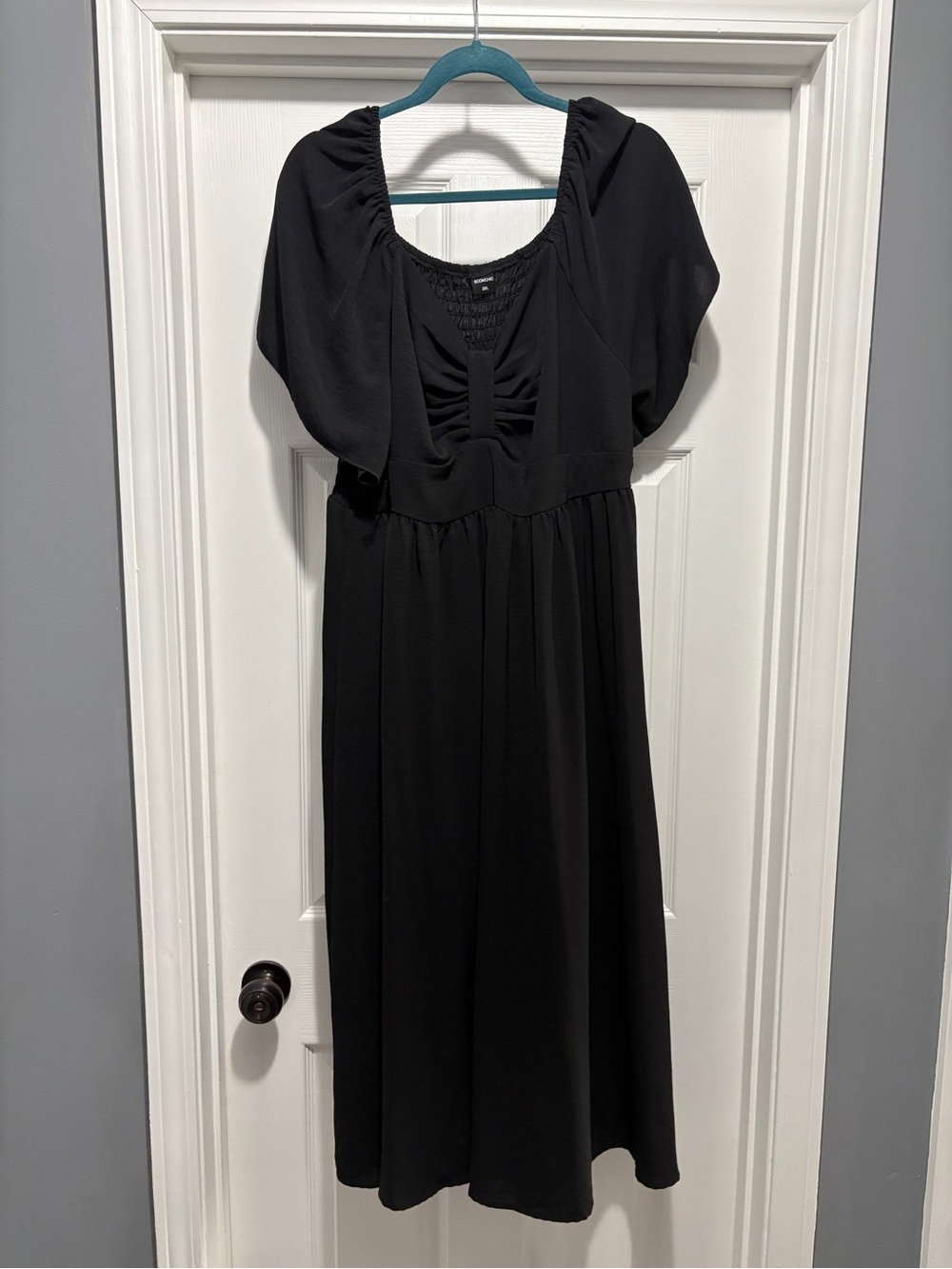 Amazon Black Maxi Dress with Ruched Bodice